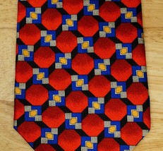 Robert Talbott Studio Nordstrom Men&#39;s Necktie Tie 100% Silk Red Geometri... - $24.74