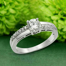 1.35Ct White Round Cut Moissanite 14k white Gold Engagement Ring For Valentine - £210.86 GBP