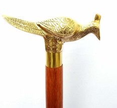 Handmade Brass Bird Handle Victorian Antique Design Vintage Wooden Walking Stick - £26.86 GBP