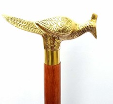 Handmade Brass Bird Handle Victorian Antique Design Vintage Wooden Walking Stick - £25.55 GBP