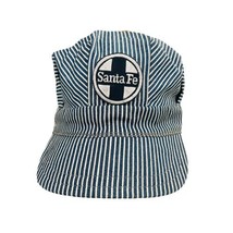 Santa Fe Railroad Train Engineer Hat Patch Blue White Stripe Cotton Sz 6... - £17.86 GBP