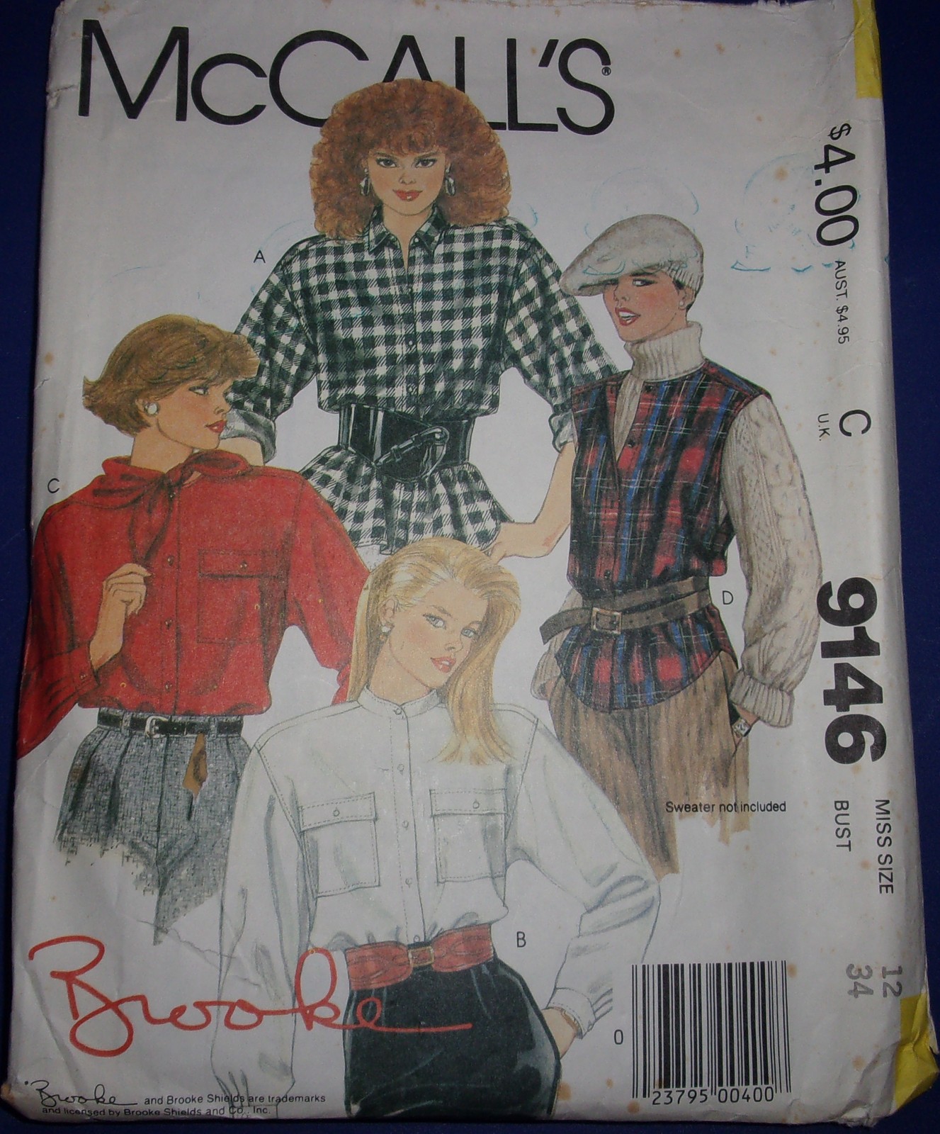 McCall’s Misses’ Shirts or Vest & Scarf Size 12 #9146 - $4.99