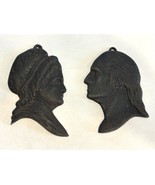 Vintage GEORGE &amp; MARTHA WASHINGTON Cast Iron Silhouettes #645 &amp; 646; 5.5... - $20.30 CAD