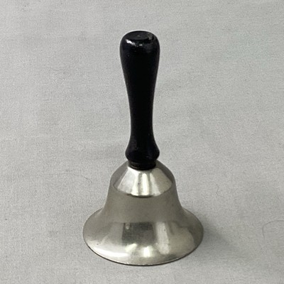 Small Silver Metal Vintage Server Bell Wood Handle 4 In Tall - $9.95