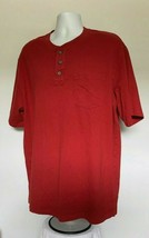 Duluth Trading Co Longtail T Henley Shirt Mens XL Red 100% Cotton Chest Pocket - £18.74 GBP