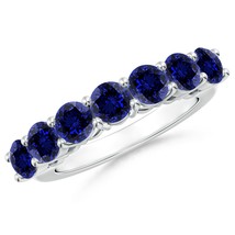 Angara Lab-Grown 3.15Ct Half Eternity Seven Stone Blue Sapphire Band in Silver - £509.02 GBP