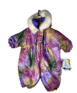 NEW Vintage 90s Snowsuit 12M Baby Girl Fur Hood Multi Color Dillard&#39;s Bu... - €69,20 EUR