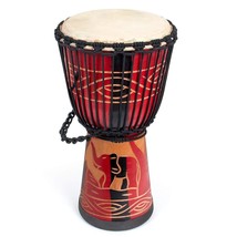 Djembe Drum, African Drum Hand-Carved 9.5&#39;&#39; X 20&#39;&#39; Mahogany Goatskin Dru... - £109.85 GBP