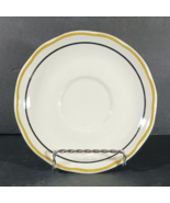 BUFFALO CHINA Restaurant Ware SAUCER Mustard Yellow Black Stripe Scallop... - $159.41 MXN