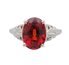18k White Gold 3.53 Carat Spessartine Genuine Natural Garnet Ring 5.75 (... - $1,311.75
