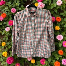 Talbots Shirt Women’s SIZE M Petite Plaid Button Front multicolor 100% C... - $19.79