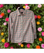 Talbots Shirt Women’s SIZE M Petite Plaid Button Front multicolor 100% C... - $19.79
