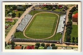 Municipal Football Sports Stadium Bristol Virginia Tennessee Linen Postcard  VA - $14.18