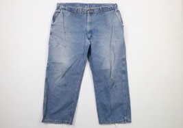 Vtg 60s OshKosh B&#39;Gosh Mens 38x26 Thrashed Sanforized Cotton Wide Leg Jeans USA - £77.86 GBP
