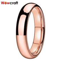 4mm Rose Gold Wedding Bands Tungsten Rings for Women Polished Shiny Domed Comfor - £18.93 GBP