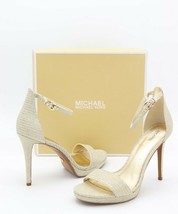 NIB Michael Kors Hutton Gold Glitter Chain Mesh Ankle Strap Sandals 9.5 ... - £69.98 GBP