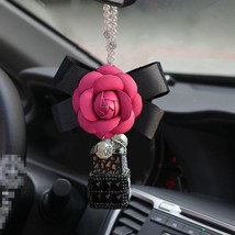 Charming Bling Rhinestones Camellia Flower Car Mirror Hanging Ornaments  Crystal - £83.87 GBP