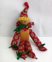 Vintage Handmade Wooden &amp; Fabric Clown Shelf Sitter 7&quot; Clown - £7.74 GBP