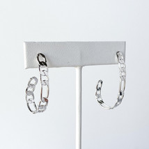 Figaro Link Hoop Earrings Sterling Silver - £10.58 GBP