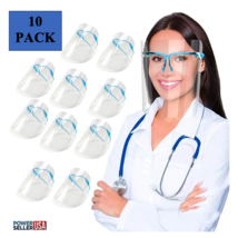 -10 PACK- FACE SHIELD With Glasses Safety Face Shield Clear Protector An... - £8.15 GBP