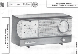 1958 FIRESTONE 4-A-167 Tube CLOCK RADIO Photofact SERVICE MANUAL 4A167 R... - $9.89