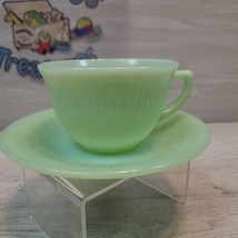 Vintage Fire King Jadeite Jane Ray Cup and Saucer Set VGC - £15.46 GBP