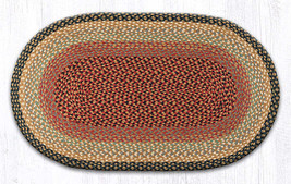 Earth Rugs C-57 Burgundy Gray Cream Oval Braided Rug 27&quot; x 45&quot; - £54.75 GBP