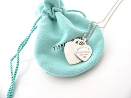 Tiffany & Co Return to Silver Mother of Pearl Heart Necklace Pendant Gift Pouch - $368.00