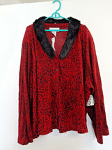 Anna Maxwell  red &amp; black suit top   Size 34W  faux fur collar - £23.58 GBP
