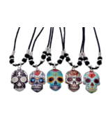 1 PC SUGAR SKULL NECKLACE you get 1 Dia De Los Muertos JL706 Black Cord NEW - $11.70 CAD