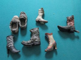 Mini Collectible Shoes Ceramic LOT of 7 PCS -Boots and Old Shoes- Around 3&quot; - $58.79