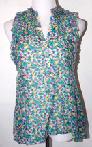 BCBG Max Azria Womens XS Tank Top Floral Button Down Violet Com Multicolor  - £30.85 GBP