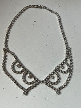 Elegant Vintage Clear Rhinestone Draping Silvertone Choker Necklace – 14.5 inche - £10.45 GBP