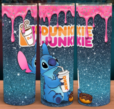 Stitch Cartoon Dunkie Junkie Donuts and Coffee Cup Tumbler 20oz - £15.76 GBP