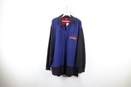 Deadstock Vtg 90s Guess Mens L Spell Out Color Block Half Zip Pullover Sweater - £55.35 GBP