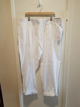 NWT Soft Surroundings Pants 2X White Medina Roll Tab Pull On Straight Le... - $29.65