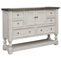 62" Gray and Ivory Solid Wood Six Drawer Triple Dresser - $25,264.57 MXN