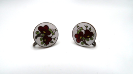 Vintage 1.5cm Japanese Enamel Cherry Blossom Earrings - £15.57 GBP