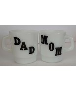 MOM and DAD Milk Glass Coffee Mugs by Termocrisa Loving Poem 1960&#39;s MCM - £14.63 GBP