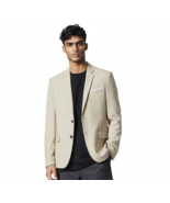 The Kooples Blazer Jacket Mens US 36/FR 46 Beige 100% Wool 2 Button Notch Lapel - $213.74