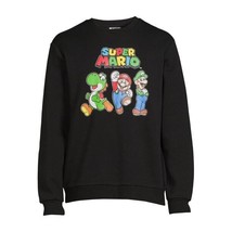 Nintendo Super Mario Men&#39;s Graphic Crewneck Sweatshirt Black Size XL(46-48) - £20.61 GBP