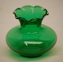 Forest Green Crimped Bud Vase Anchor Hocking Glass 3-1/2&quot; Vintage MCM - $14.84