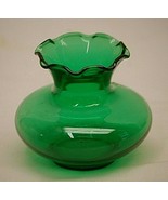 Forest Green Crimped Bud Vase Anchor Hocking Glass 3-1/2&quot; Vintage MCM - $14.84