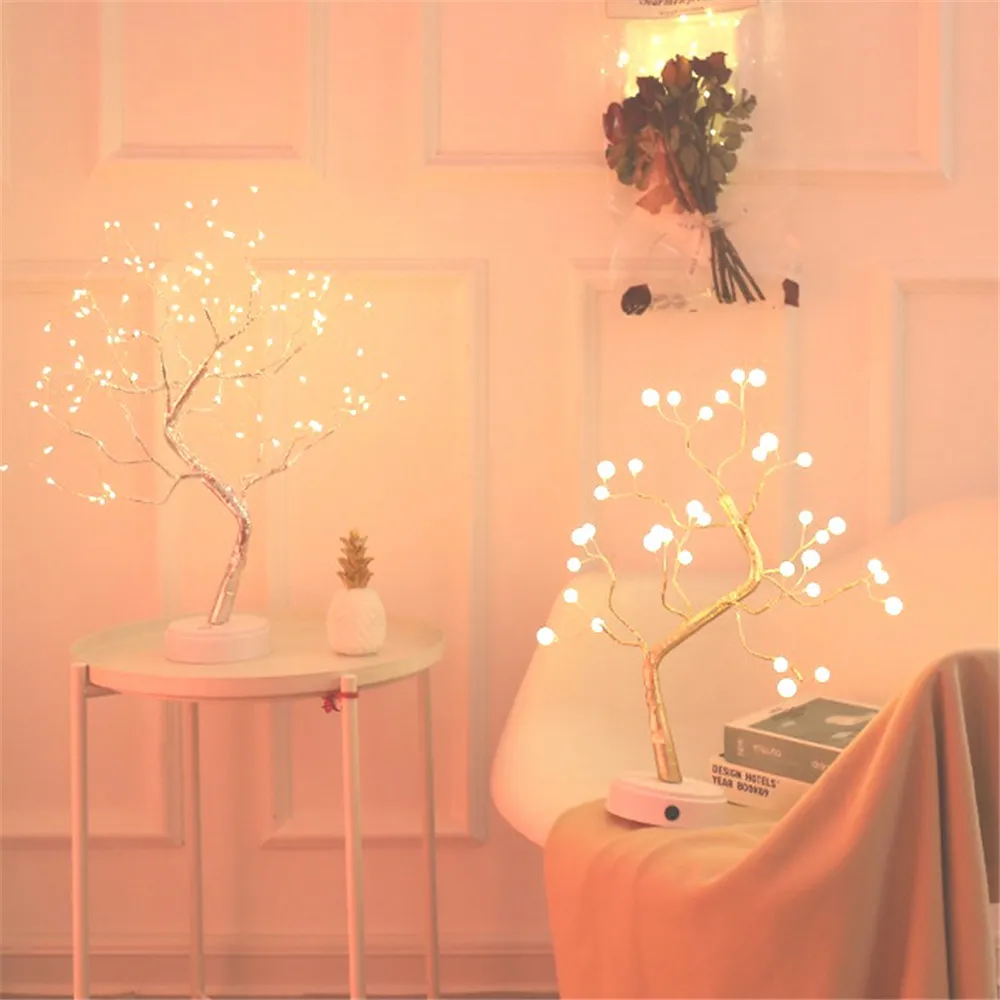 LED Night Lights Mini Christmas Tree Table Lamp Garland Fairy String Lig... - $11.23+