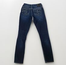 Silver Suki Jeans Womens 27 x 31 Distressed Skinny Blue Dark Wash Faux F... - $15.34