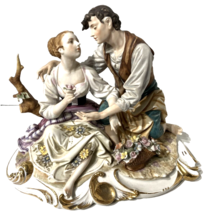 Elaborate Capodimonte Italian Porcelain Statue Figurine Lovers 11&quot; - $256.41