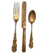 Antique Flatware 1894 Waldo HE Rialto Gold Bronzeware Fork Knife Spoon - £21.79 GBP