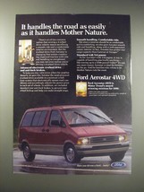 1990 Ford Aerostar 4WD Ad - It handles the road as easily as it handles Mother  - £14.53 GBP
