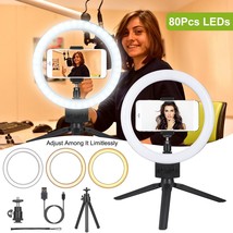 LED Selfie Ring Light with Tripod Stand&amp;Cell Phone Holder For Makeup Liv... - £30.55 GBP