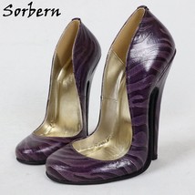Sorbern Cute Round Toe Women Pump Shoes 16Cm High Heels Real Leather Ladies Shoe - £186.32 GBP